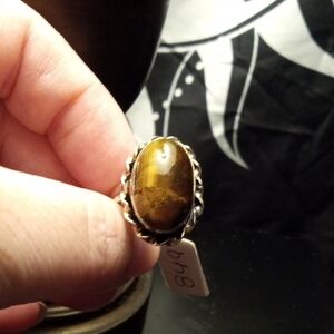 Vintage Sterling Silver Ring with Tiger's Eye Stone size 8